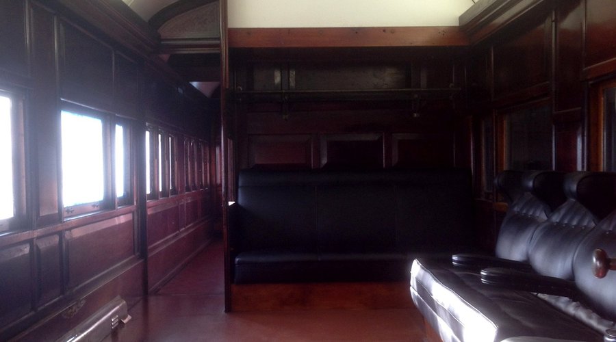 The parlour section of the former royal train carriage 'Norman'