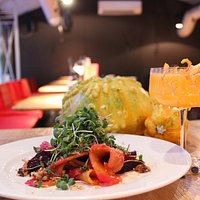 Roasted Beet, Roasted Grapes, Bulgarian Green Cheese, Caramelized Walnuts & Pumpkin Daiquiri