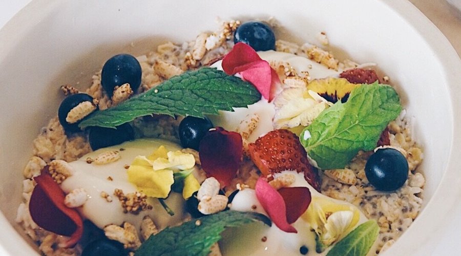 Almond, oat, and chia seed bircher