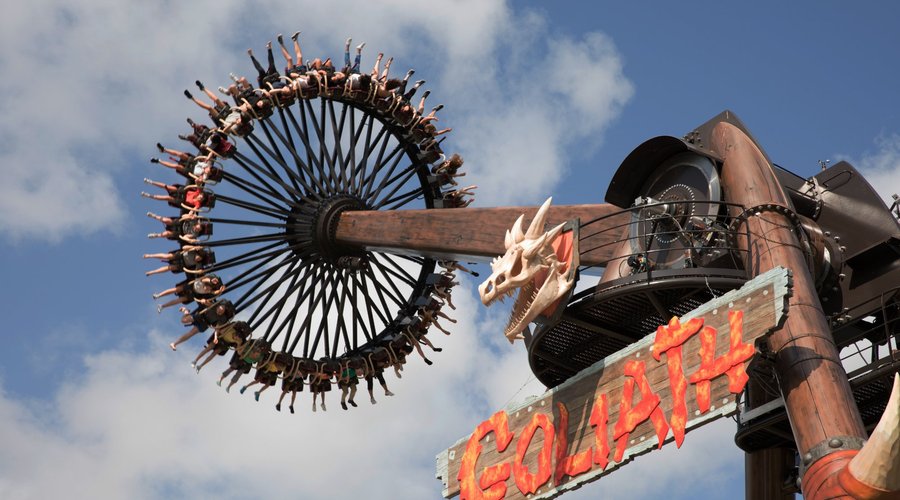 Goliath; giant gyro-swing thrill ride