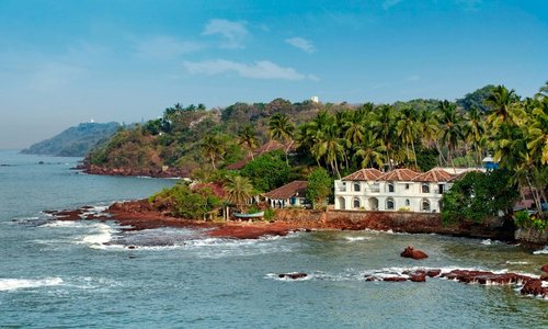 view of hotel from Dona Paula Jetty hilltop