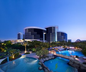 Grand Hyatt Dubai in Dubai, image may contain: Resort, Hotel, City, Pool