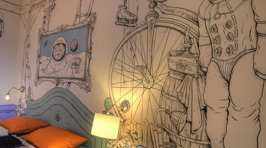 hand drawing on the wall in the rooms