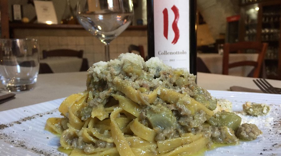 tagliatelline ai carciofi e ragout di quinti quarto
