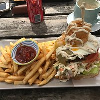 Burger with the lot, Boat Harbour Beach Surf Club Cafe