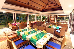 Ramya Resort & Spa in Udaipur, image may contain: Resort, Hotel, Dining Room, Dining Table
