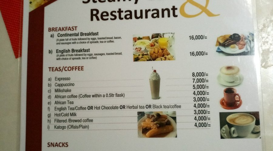 Our current menu