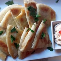 Jalapeno spread with lots of pita!