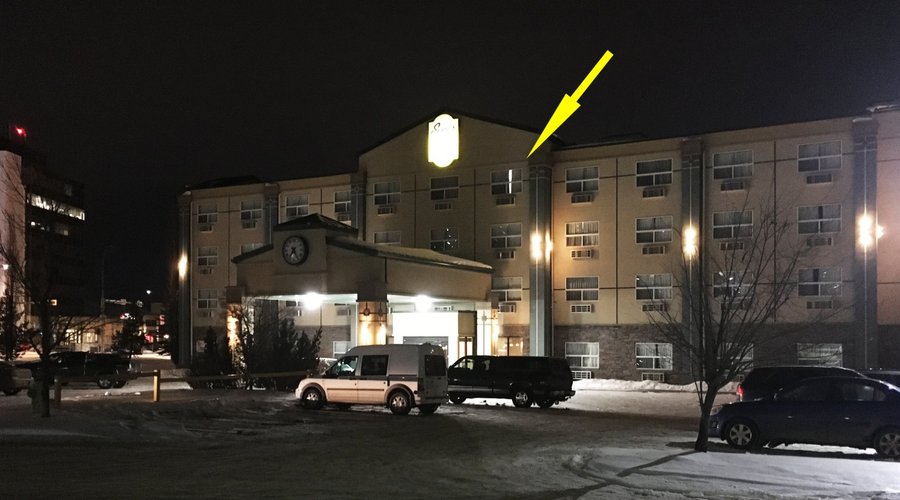 Arrow indicates my 4th floor room.
