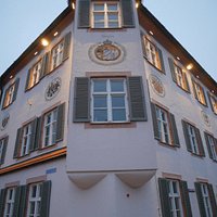 Coats of arms above the second floos windows.