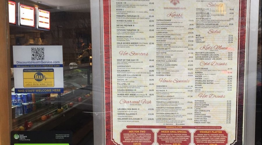 Our Menu and our food hygiene rating 5 !!!! 