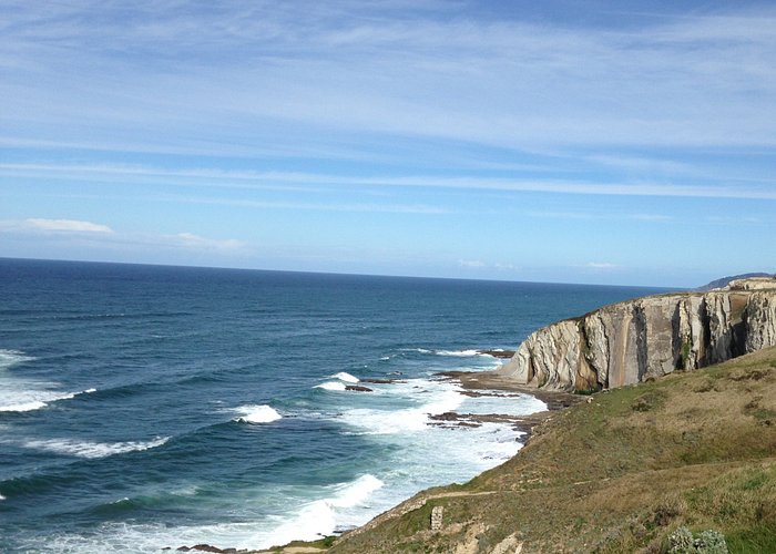 Looking along cliffs towards beach area