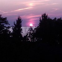 Sunset from the top of the steps leading to Bayfront Park.