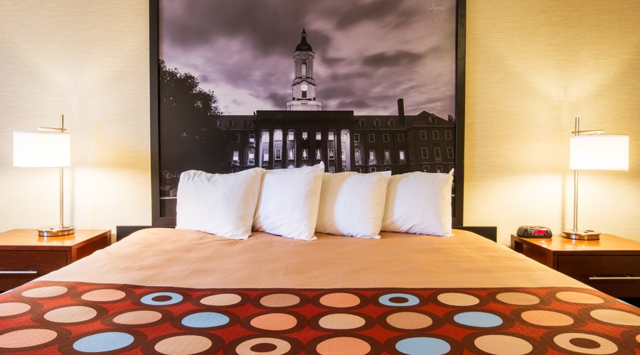 Newly renovated guestrooms featuring Penn State artwork