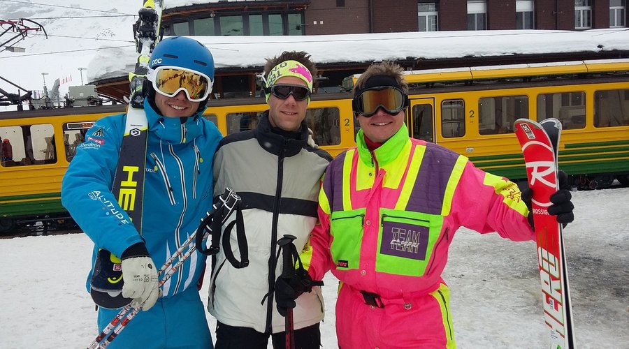 The instructor, my friend and me in the extravagant outfit