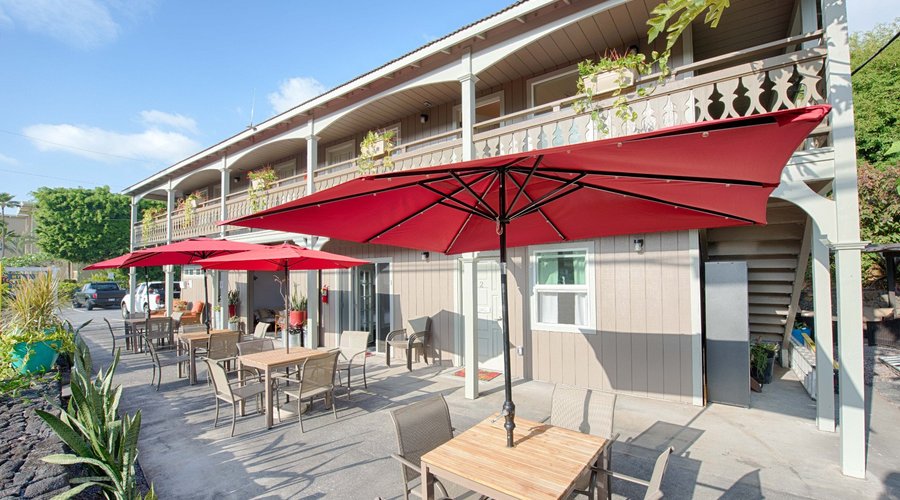 A lot of outdoor lounge space to hang out and make new friends.
