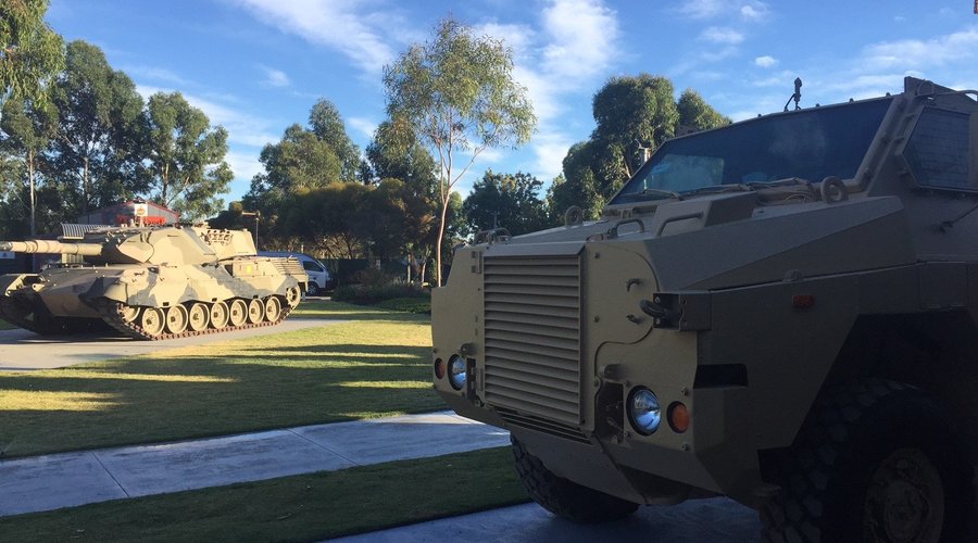 Bushmaster and Leopard Tank in the memorabilia garden