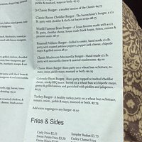 Take out men with prices. Burgers and sides