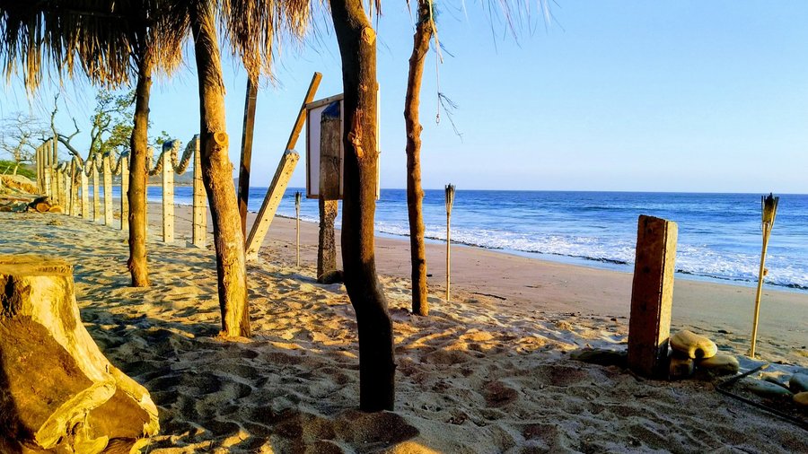 relaxing next to ocean