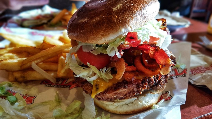 Dill chicken burger on brioche bun