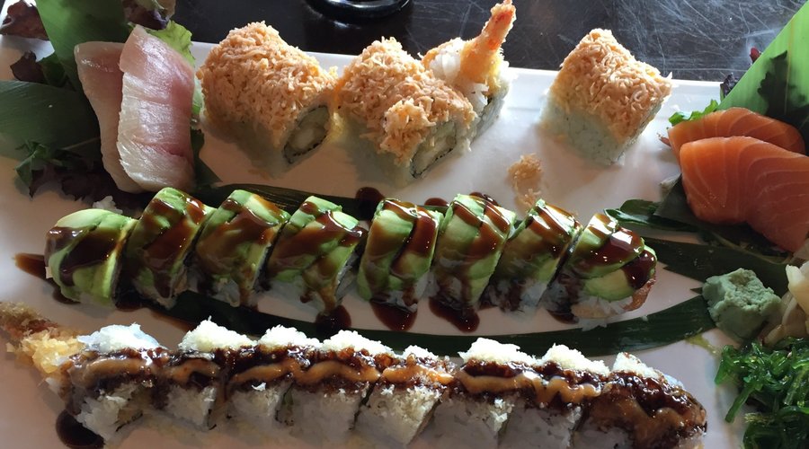 Three different rolls and shishimi