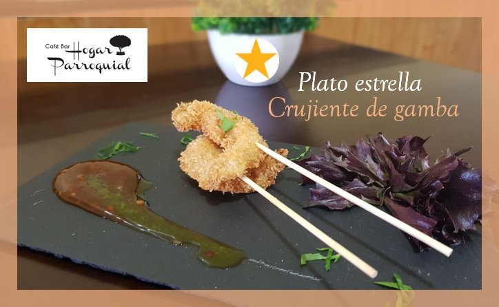 Plato estrella: Crujiente de Gamba. Star Dish: Crispy prawn.