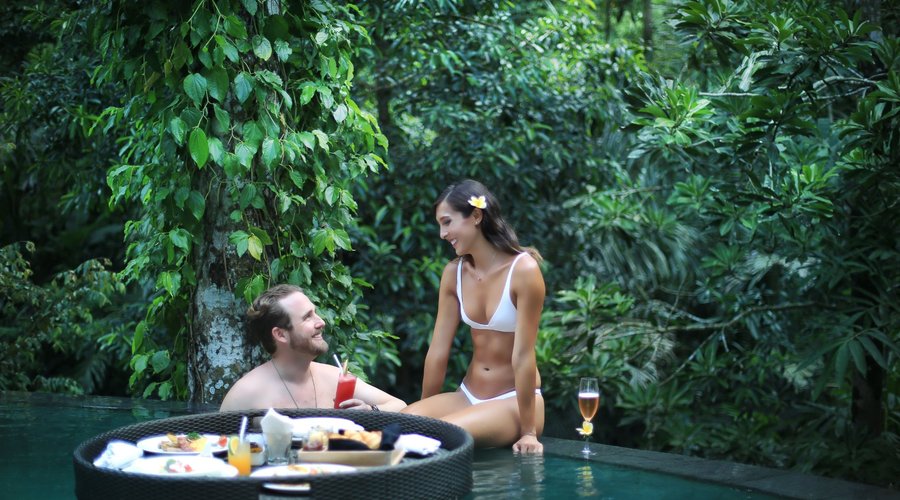 Floating Breakfast in River Edge Pool Villa