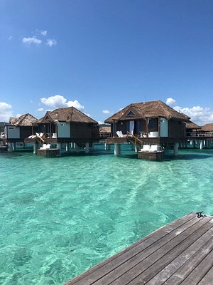 The overwater bungalows that faced the resort