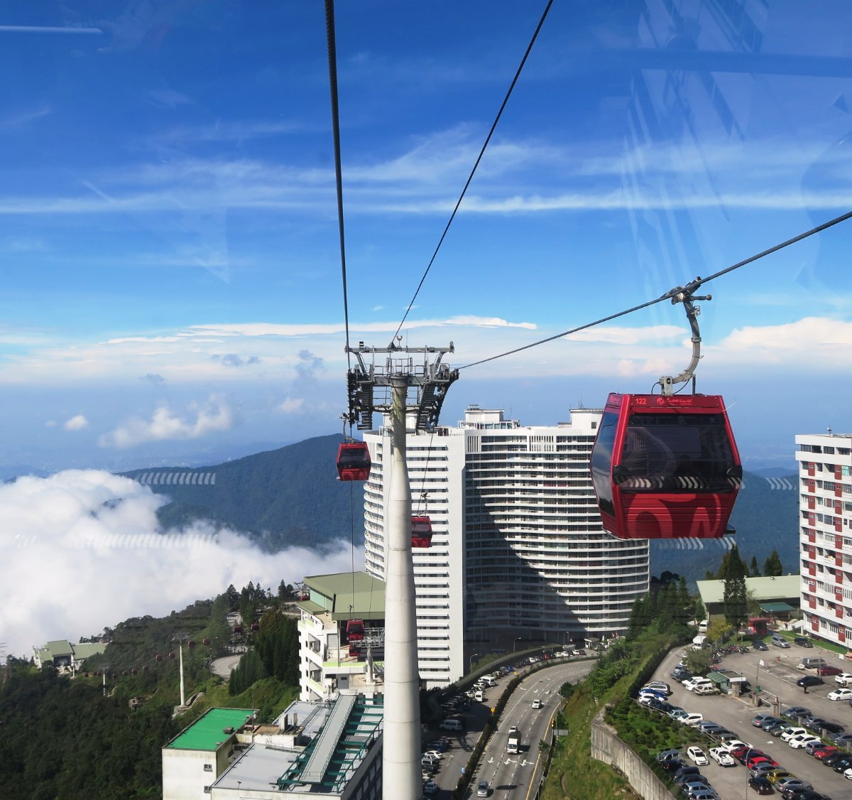 Awana Skyway cable car is a gondola lift, Stock Video