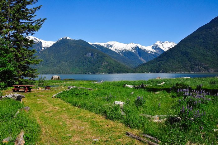 Picnic at Clayton Falls Park, downtown Bella Coola, BC