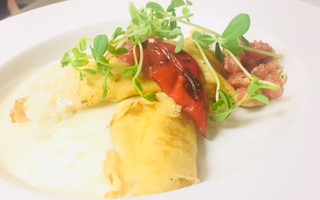 chicken and leek crepes