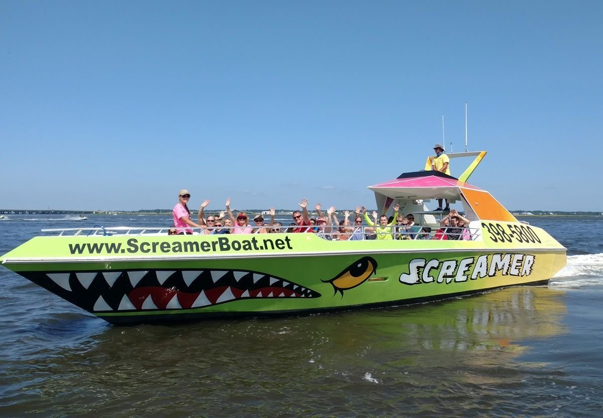 Speedboat on water. Illustration of a fast speedboat on the water