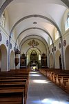 Europe, Switzerland, Freiburg, gruyere cheese, Les Grands-Chemins, church,  Église Saint Théodule, architecture, trees, buildings, historically, scener  Stock Photo - Alamy