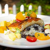 One of our signature dishes, Sweet Heat Mahi Mahi