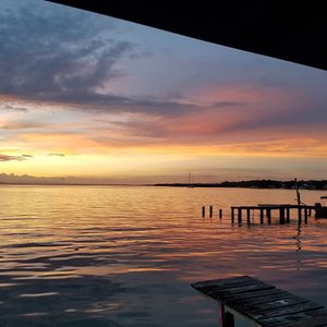 Colorful skies as dusk arrives.