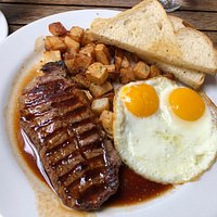 Iron Skillet Steak and eggs