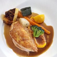 Pintade et ses petits légumes.
