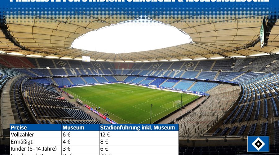 Preisliste für Stadionführungen & Museumsbesuche 