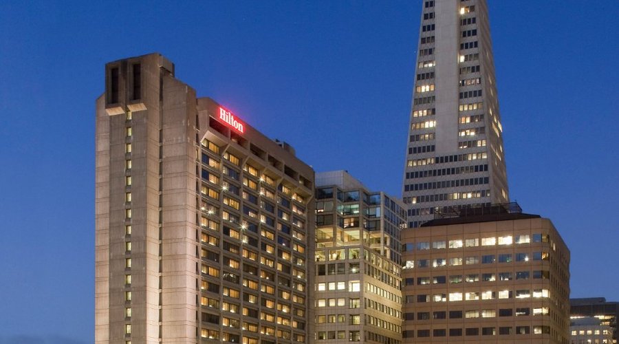 Hilton SF Financial District, in the heart of the city, next to the iconic Transamerica Building