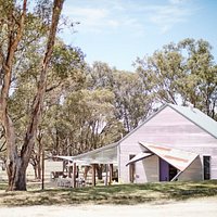 Scion Cellar Door is nestled into the natural landscape surrounded by grey box gums.