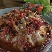 The lasagna was moist but firm. Nice!