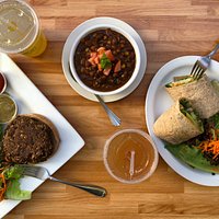 Better than Beef, All Wrapped Up, All About the Beans, Hibiscus Kombucha
