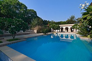 Khas Bagh in Amer, image may contain: Villa, Resort, Hotel, Pool