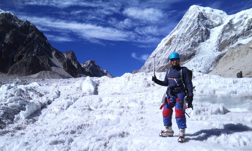 Glacier walking on Rathong Glacier