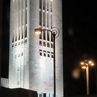 Carillon Bell Tower lit up at night