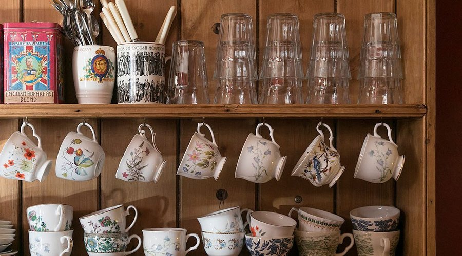 leaf tea served in vintage tea cups