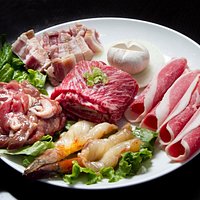 Brisket, shrimp, galbi, short rib, and pork belly