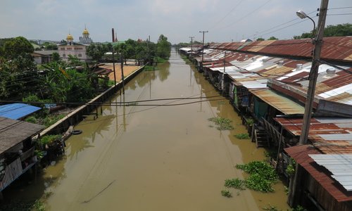 พื้นที่บางส่วนที่เรือยังวิ่งในคลองได้เพราะมีวัชพืชน้อยครับ