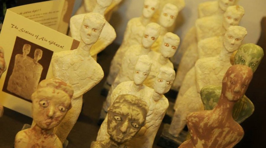 Replicas of Statues of Ain Ghazal found in Jordan that go back to the neolithic period BC.