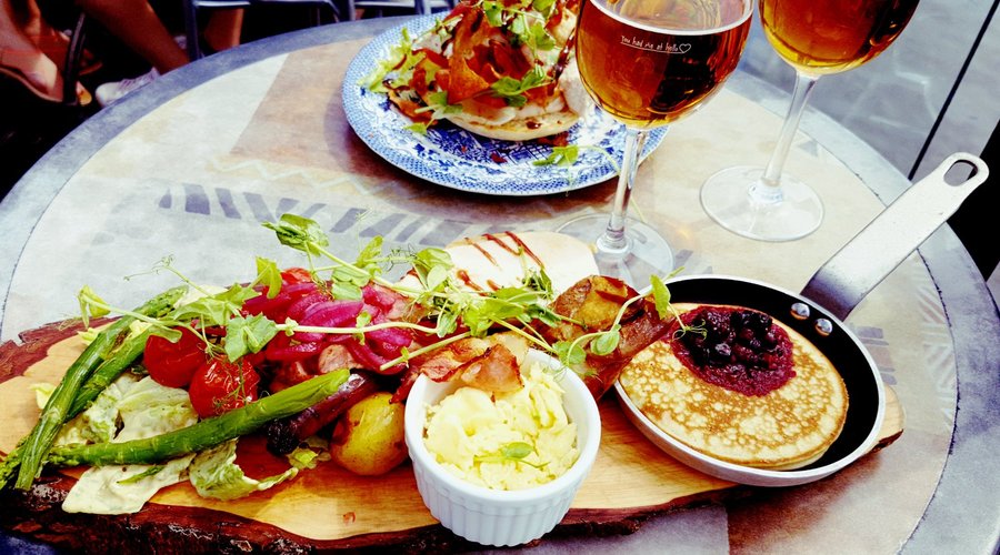 The Brunch plate; and the club sandwhich.